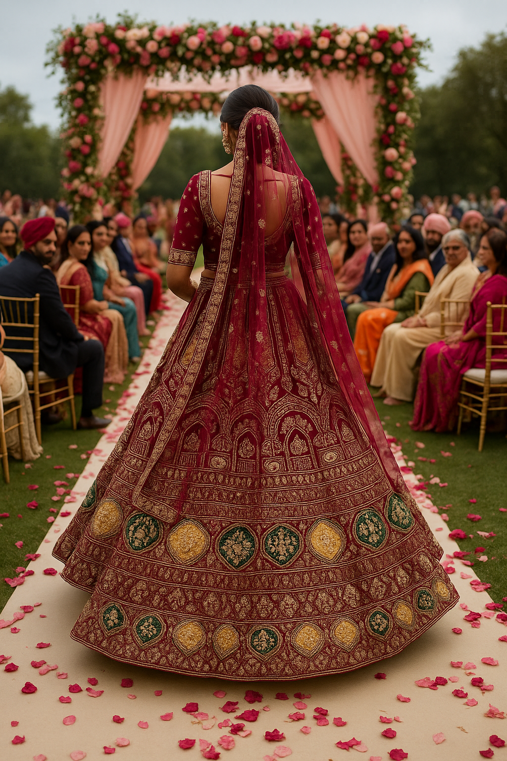 Crimson Red Zari Embroidered Bridal Lehenga – The Heritage Collection